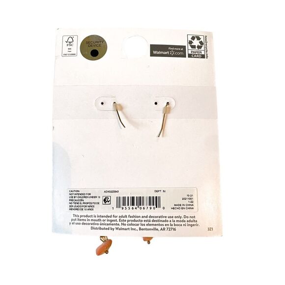 Time and Tru Faux Gold Pink Stone Bohemian Beaded Dangle Earrings - Picture 2 of 2